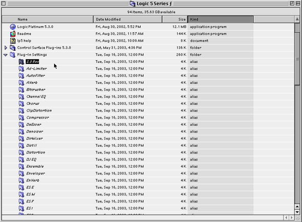 Emagic Logic Platinum.  Plug-In Settings    .